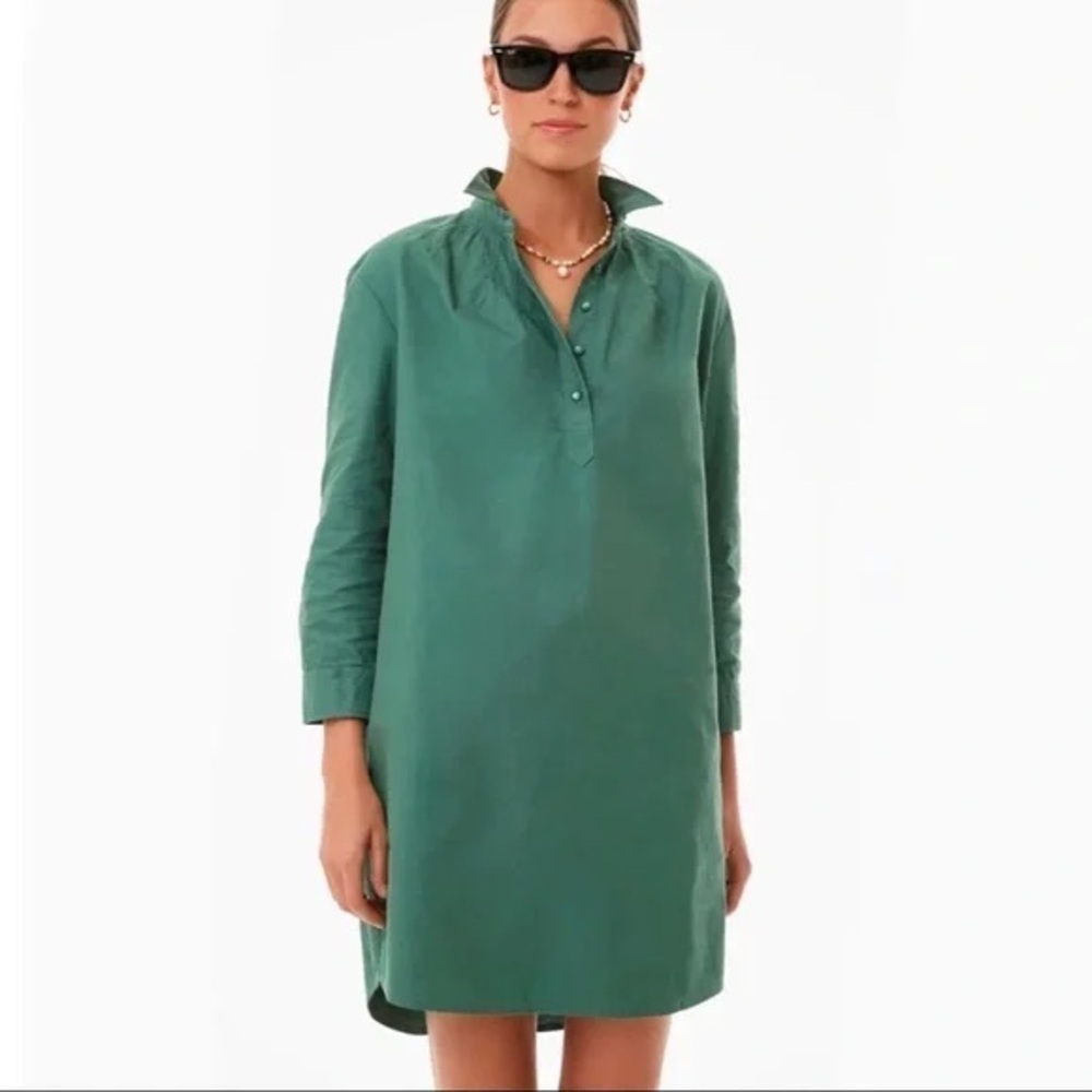 Tuckernuck Pomander Place Polly Shirt Dress Green Mini Length Resortwear Spring - Picture 2 of 11